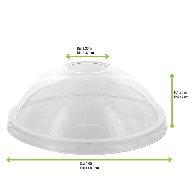 PacknWood Clear Pet Dome Lid For 210Del''ews & 210Delipoc & 210Delik - Diam.4.49'' H:3.25'' - 500 pcs PacknWood Clear Pet Dome Lid For 210Del''ews & 210Delipoc & 210Delik - Diam.4.49'' H:3.25'' - 500 pcs