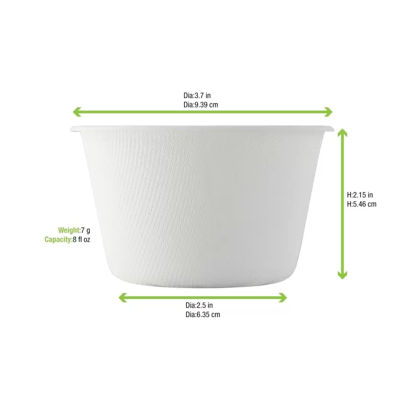 PacknWood White Sugarcane Takeout Bowl - 0 - 1000 pcs PacknWood White Sugarcane Takeout Bowl - 0 - 1000 pcs