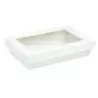 PacknWood Rectangular White Kray Boxes With Pet Window Lid - 50oz 8.8 x 6.1 x 2'' - 200 pcs