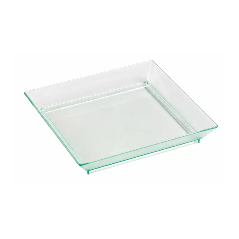 PacknWood Klarity Square Mini Transparent Green Dish - 4 x 4'' - 100 pcs PacknWood Klarity Square Mini Transparent Green Dish - 4 x 4'' - 100 pcs