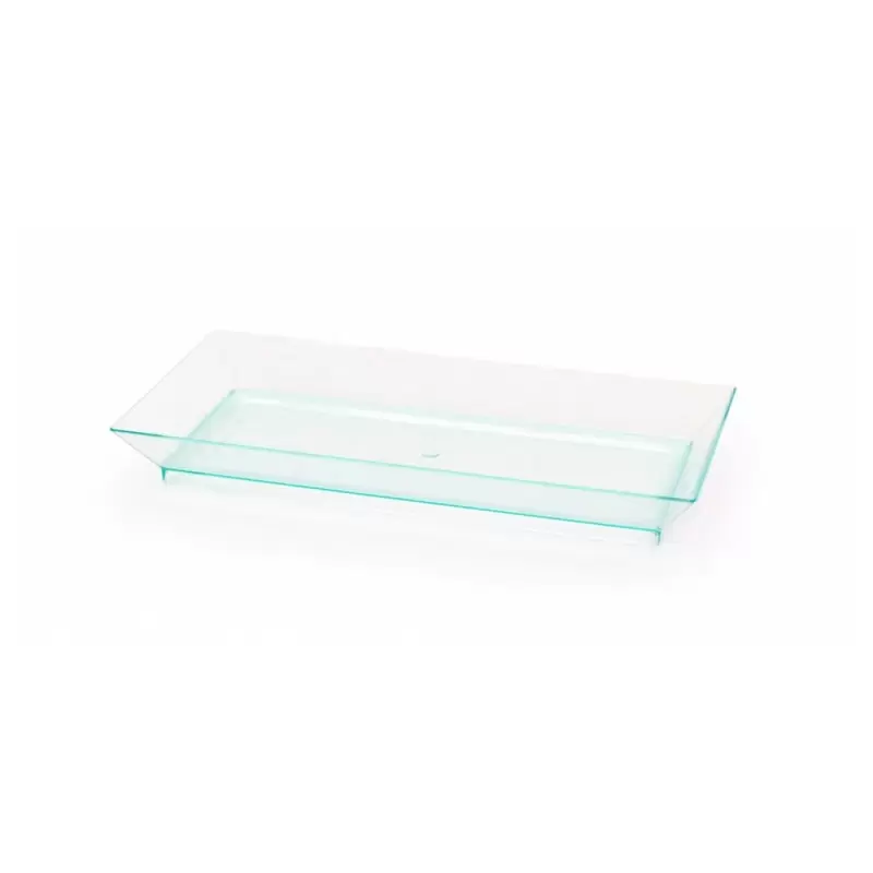 PacknWood Klarity Rectangular Transparent Green Dish - 5.3 x 2.5'' - 200 pcs PacknWood Klarity Rectangular Transparent Green Dish - 5.3 x 2.5'' - 200 pcs