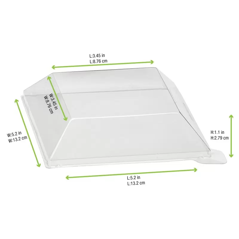 PacknWood Klarity Transparent Pet Green Lid For 210Klar1313 - 5.11 x 5.11 x 1.18'' - 100 pcs PacknWood Klarity Transparent Pet Green Lid For 210Klar1313 - 5.11 x 5.11 x 1.18'' - 100 pcs