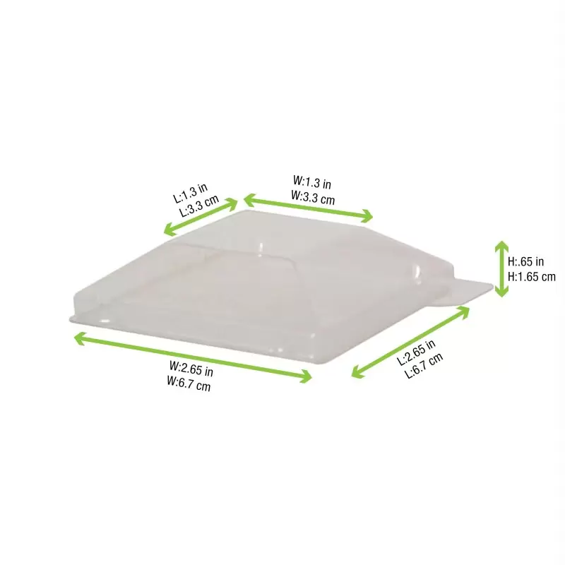 PacknWood Klarity Transparent Pet Green Lid For 210Klar6565 - 2.55 x 2.55'' - 200 pcs PacknWood Klarity Transparent Pet Green Lid For 210Klar6565 - 2.55 x 2.55'' - 200 pcs