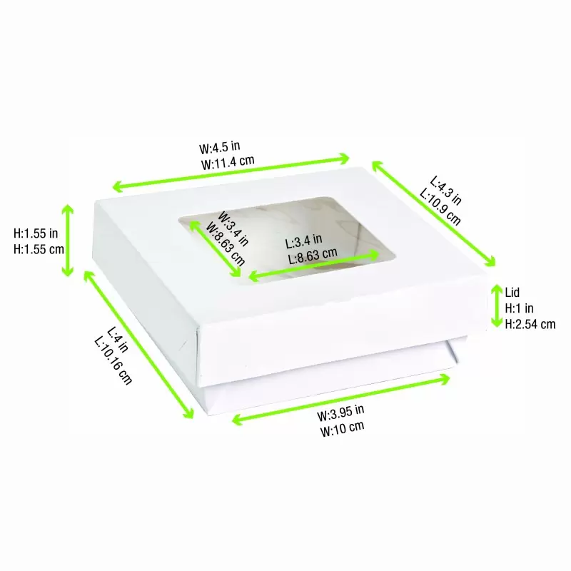 PacknWood White Kray Boxes With Pet Window Lid - 12oz 3.9 x 3.9 x 1.6'' - 250 pcs PacknWood White Kray Boxes With Pet Window Lid - 12oz 3.9 x 3.9 x 1.6'' - 250 pcs