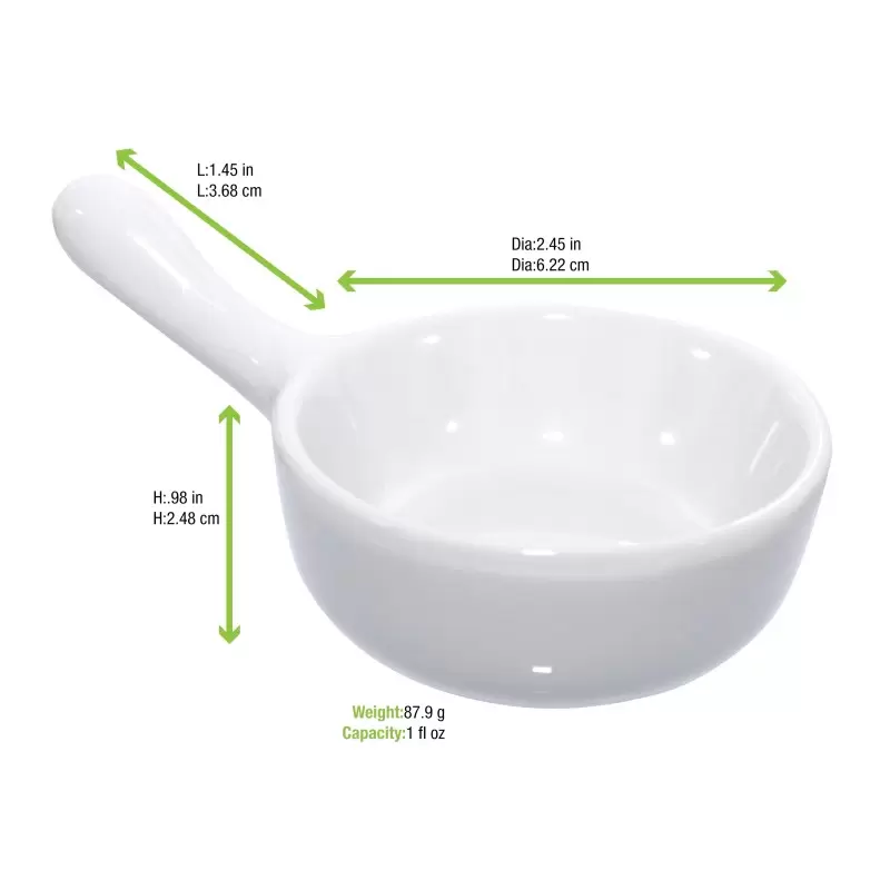 PacknWood Mini Porcelain Saucepan - 1oz Diam.2.5'' H:1.5'' - 24 pcs PacknWood Mini Porcelain Saucepan - 1oz Diam.2.5'' H:1.5'' - 24 pcs