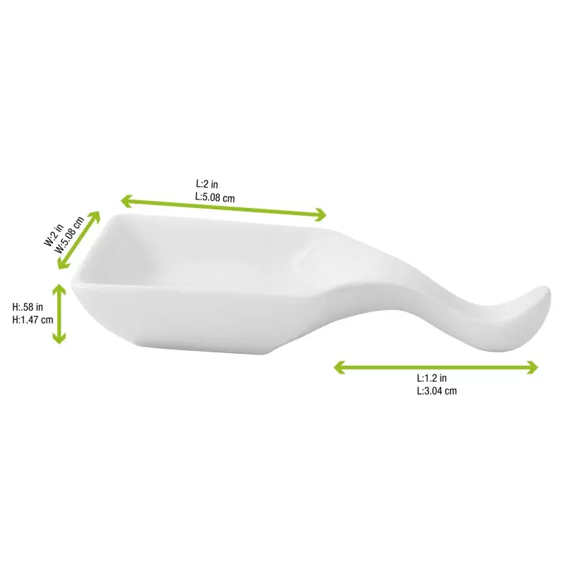 PacknWood Mini White Square Spoon - 1oz 3.8 x 2.1 x 0.7'' - 24 pcs PacknWood Mini White Square Spoon - 1oz 3.8 x 2.1 x 0.7'' - 24 pcs