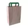 PacknWood Kraft-Brown Recycled Paper Carrier Bag With Green Handles - H:11'' W:4'' L:7.9'' - 250 pcs