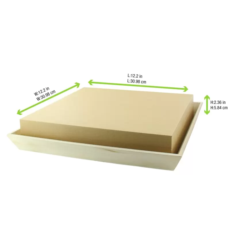 PacknWood Kraft Cardboard Lid For 210Woodtray31 - L:12.2'' W:12.2'' H:2.36'' - 50 pcs PacknWood Kraft Cardboard Lid For 210Woodtray31 - L:12.2'' W:12.2'' H:2.36'' - 50 pcs