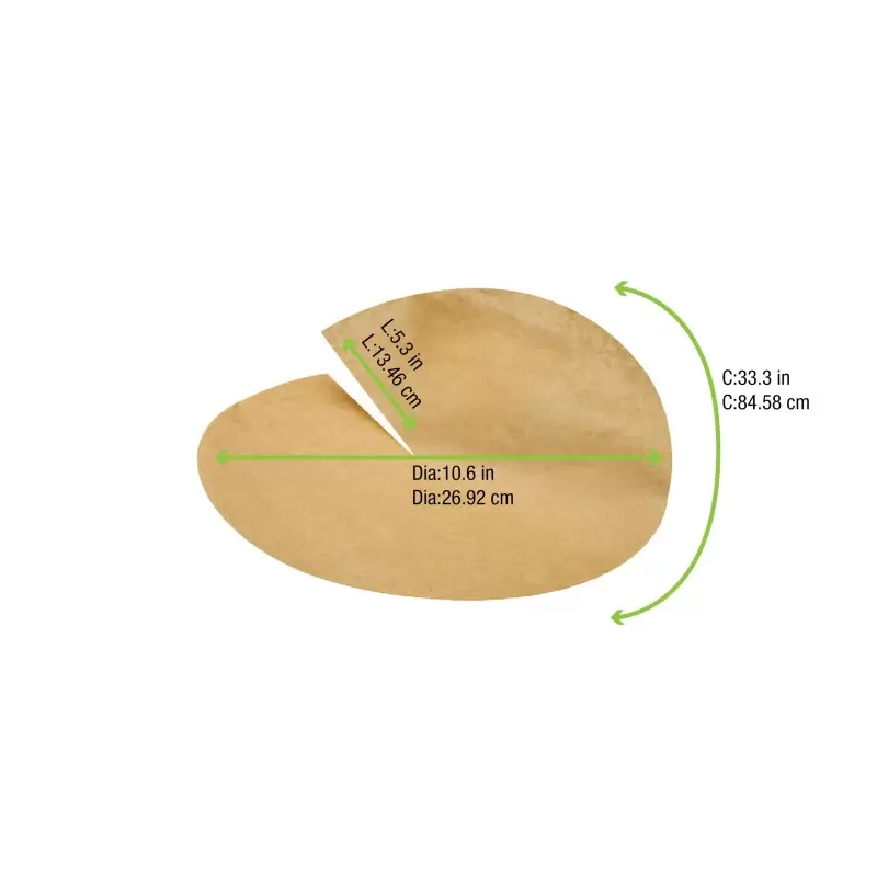 PacknWood Round Kraft Greaseproof Cone Sheets - Diam.10.6'' - 500 pcs PacknWood Round Kraft Greaseproof Cone Sheets - Diam.10.6'' - 500 pcs