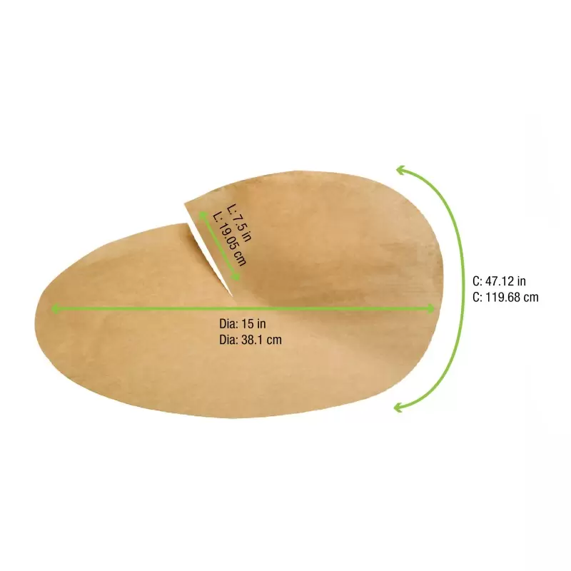 PacknWood Round Kraft Greaseproof Cone Sheets - Diam.15'' - 500 pcs PacknWood Round Kraft Greaseproof Cone Sheets - Diam.15'' - 500 pcs