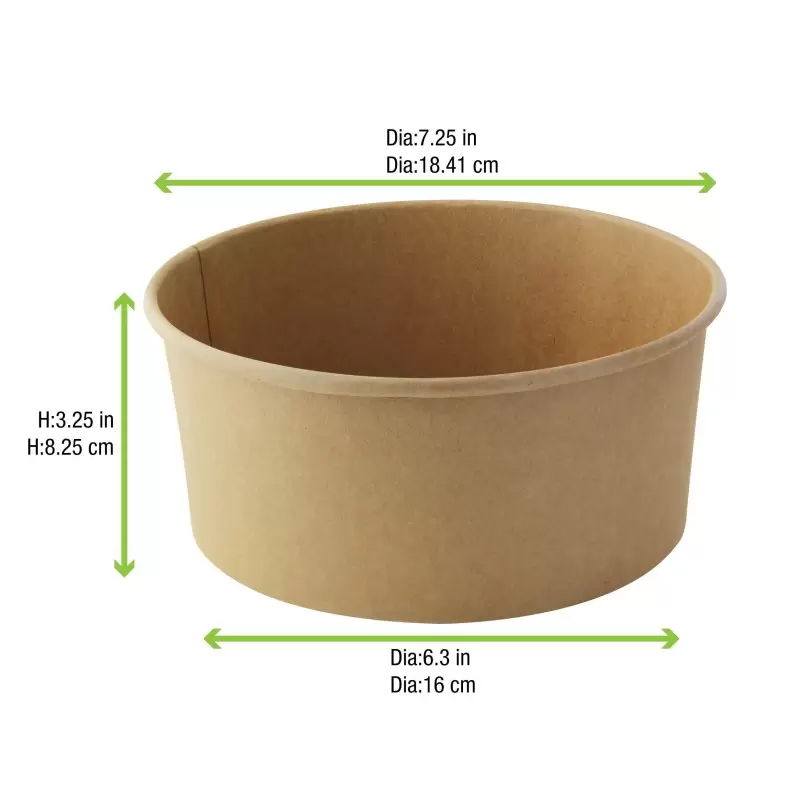PacknWood Round Kraft Salad Bucket - 53oz Diam.7.3'' H:3.2'' - 360 pcs PacknWood Round Kraft Salad Bucket - 53oz Diam.7.3'' H:3.2'' - 360 pcs