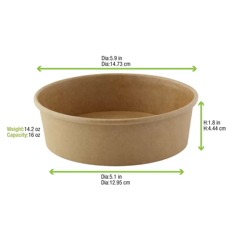 PacknWood Round Kraft To Go Container - 16oz Diam.5.9'' H:1.8'' - 360 pcs PacknWood Round Kraft To Go Container - 16oz Diam.5.9'' H:1.8'' - 360 pcs