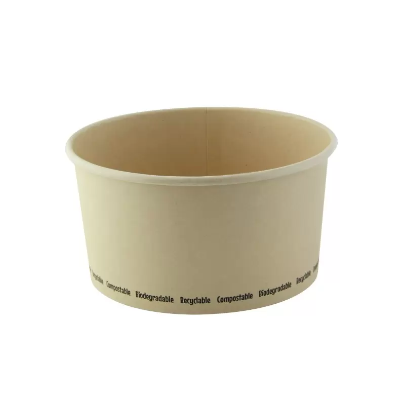 PacknWood Compostable Round Bamboo Fiber "Buckaty" Salad Box - 34oz Diam.5.9'' H:3.1'' - 360 pcs PacknWood Compostable Round Bamboo Fiber "Buckaty" Salad Box - 34oz Diam.5.9'' H:3.1'' - 360 pcs