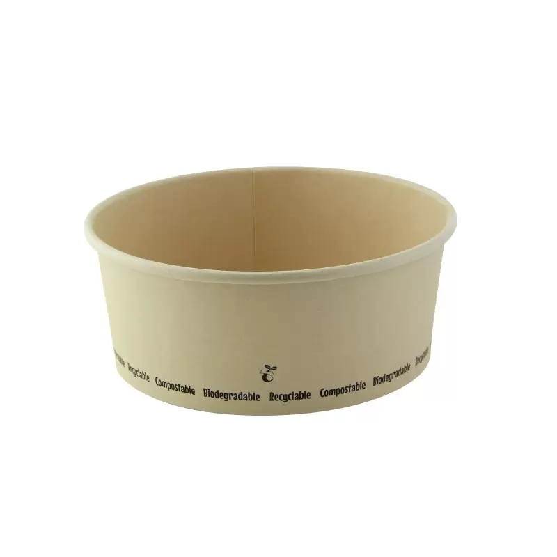 PacknWood Compostable Round Bamboo Fiber "Buckaty" Salad Box - 25oz Diam.5.9'' H:2.4'' - 360 pcs PacknWood Compostable Round Bamboo Fiber "Buckaty" Salad Box - 25oz Diam.5.9'' H:2.4'' - 360 pcs