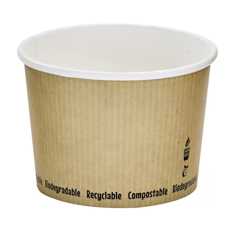 PacknWood Compostable Soup Cup - 16oz Diam.4.5'' H:3.1'' - 500 pcs PacknWood Compostable Soup Cup - 16oz Diam.4.5'' H:3.1'' - 500 pcs