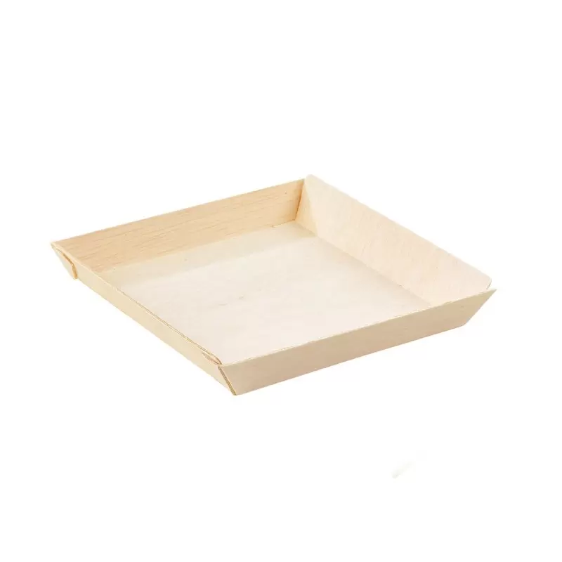 PacknWood Square "Samurai" Wooden Dish - 8oz 5.2 x 5.2 x 0.79'' - 100 pcs PacknWood Square "Samurai" Wooden Dish - 8oz 5.2 x 5.2 x 0.79'' - 100 pcs