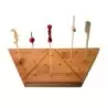PacknWood Triangular Bamboo Pick Holder For 18 Picks - 9 x 3.9 x 0.75'' - 5 pcs