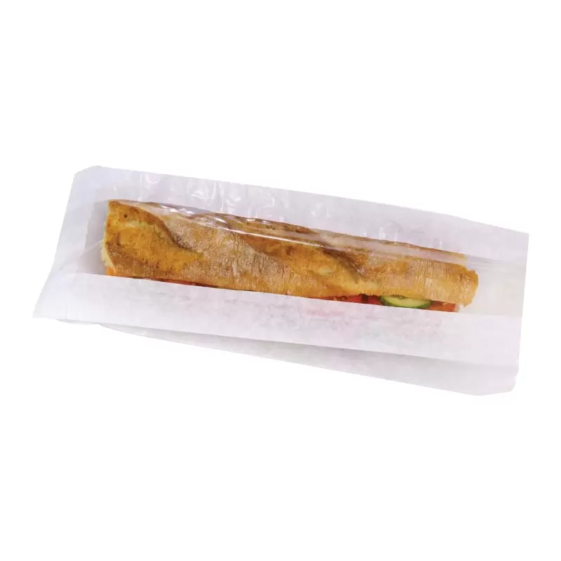PacknWood White Sandwich Bag With Window - L:14.7 x W:4.65 x H:1.6'' - 1000 pcs PacknWood White Sandwich Bag With Window - L:14.7 x W:4.65 x H:1.6'' - 1000 pcs
