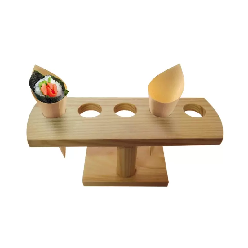 PacknWood 5 Holes Bamboo Cone And Temaki Display - Diam.0.8'' 9.2 x 3.1 x 3.7'' - 10 pcs PacknWood 5 Holes Bamboo Cone And Temaki Display - Diam.0.8'' 9.2 x 3.1 x 3.7'' - 10 pcs