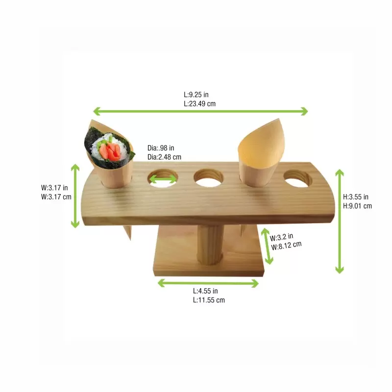 PacknWood 5 Holes Bamboo Cone And Temaki Display - Diam.0.8'' 9.2 x 3.1 x 3.7'' - 10 pcs PacknWood 5 Holes Bamboo Cone And Temaki Display - Diam.0.8'' 9.2 x 3.1 x 3.7'' - 10 pcs