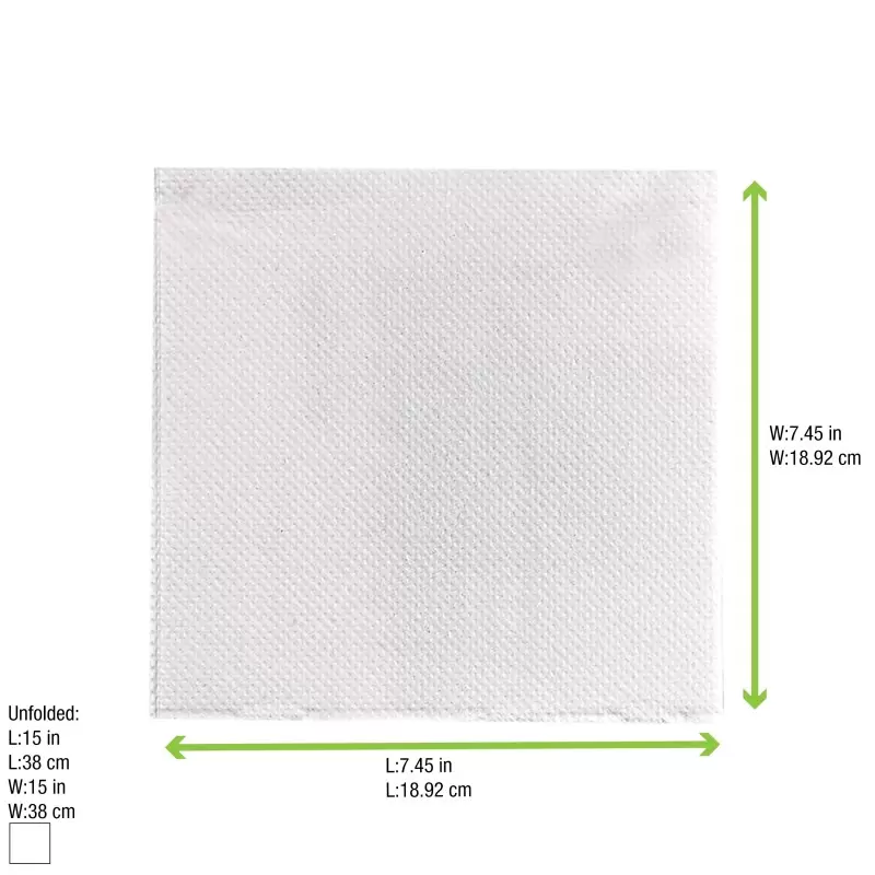 PacknWood Point To Point White Tissue Napkin - 15x15'' 2 Ply, 1-4 Fold - 1440 pcs PacknWood Point To Point White Tissue Napkin - 15x15'' 2 Ply, 1-4 Fold - 1440 pcs