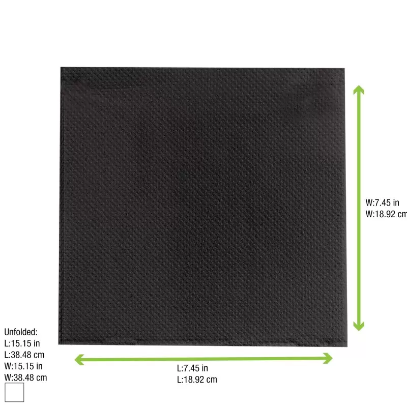 PacknWood Point To Point Black Tissue Napkin - 15x15'' 2 Ply, 1-4 Fold - 1800 pcs PacknWood Point To Point Black Tissue Napkin - 15x15'' 2 Ply, 1-4 Fold - 1800 pcs