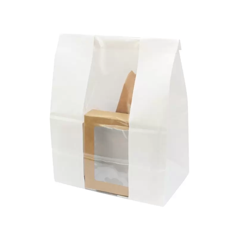 PacknWood Long White Sos Bag With Window - 7.1 x 4.3 x 10.4'' - 500 pcs PacknWood Long White Sos Bag With Window - 7.1 x 4.3 x 10.4'' - 500 pcs
