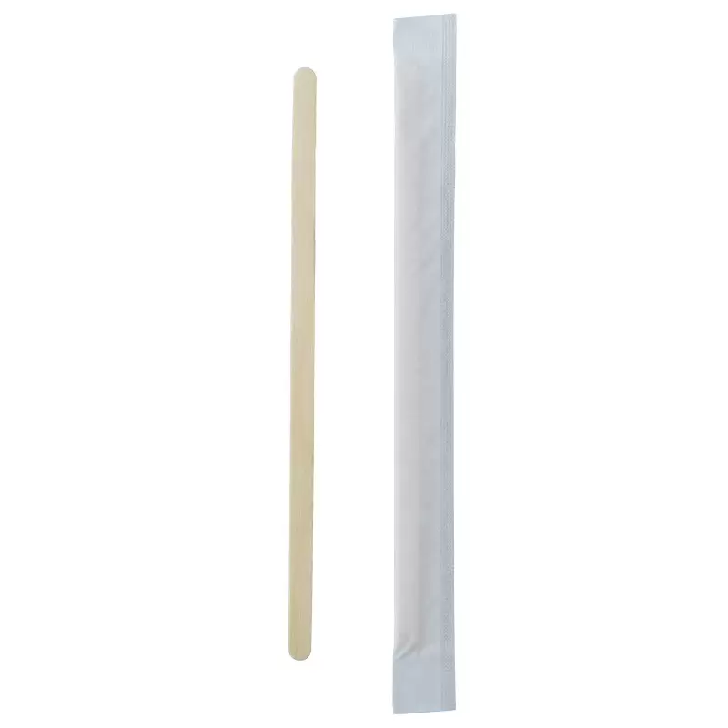 PacknWood 'dividually Wrapped Wooden Coffee Stirrers - 5.5 x 0.2 x 0.04'' - 10000 pcs PacknWood 'dividually Wrapped Wooden Coffee Stirrers - 5.5 x 0.2 x 0.04'' - 10000 pcs
