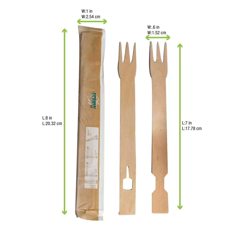 PacknWood Beg''ners Wooden Fork Chopsticks Wrapped By Pair - 7'' - 1000 pcs PacknWood Beg''ners Wooden Fork Chopsticks Wrapped By Pair - 7'' - 1000 pcs