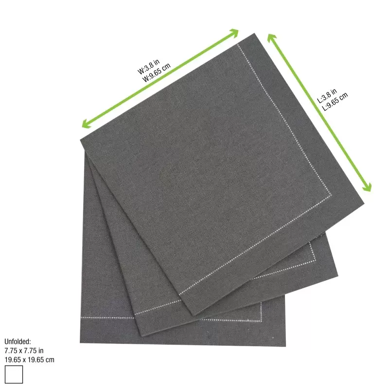 PacknWood Luxury Silver Grey Cotton Cocktail Napkin - 7.9'' x 7.9'' - 200 pcs PacknWood Luxury Silver Grey Cotton Cocktail Napkin - 7.9'' x 7.9'' - 200 pcs