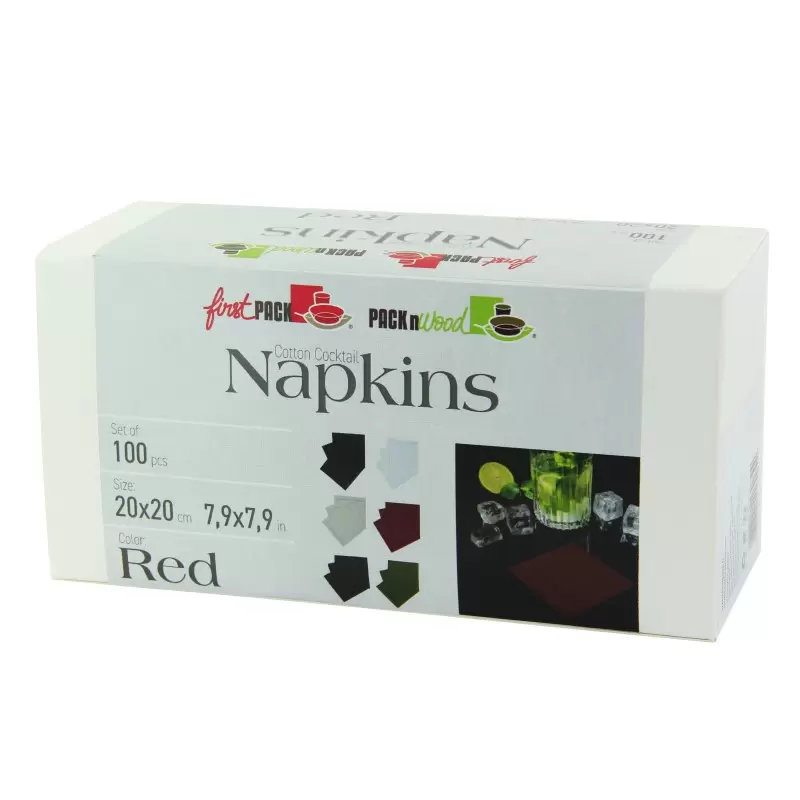 PacknWood Luxury Red V''e Cotton Cocktail Napkin - 7.9'' x 7.9'' - 200 pcs PacknWood Luxury Red V''e Cotton Cocktail Napkin - 7.9'' x 7.9'' - 200 pcs