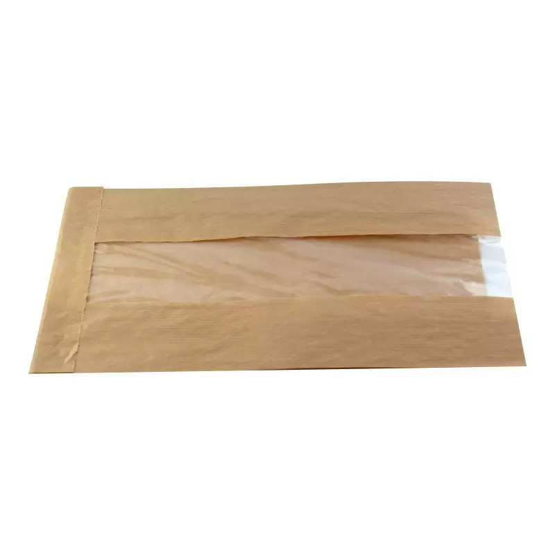 PacknWood Brown Kraft Bag With Window - 8.7 x 4.7 x 2'' - 1000 pcs PacknWood Brown Kraft Bag With Window - 8.7 x 4.7 x 2'' - 1000 pcs