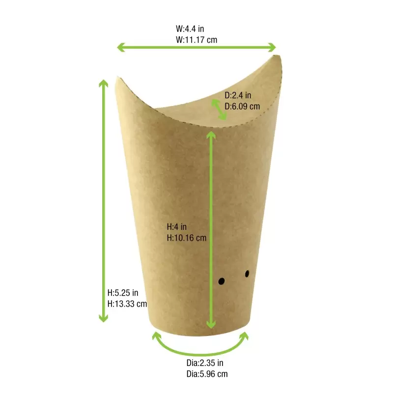 PacknWood Closable Perforated Kraft Snack Cup - 12oz Diam.2.36'' H:5.5'' - 1000 pcs PacknWood Closable Perforated Kraft Snack Cup - 12oz Diam.2.36'' H:5.5'' - 1000 pcs