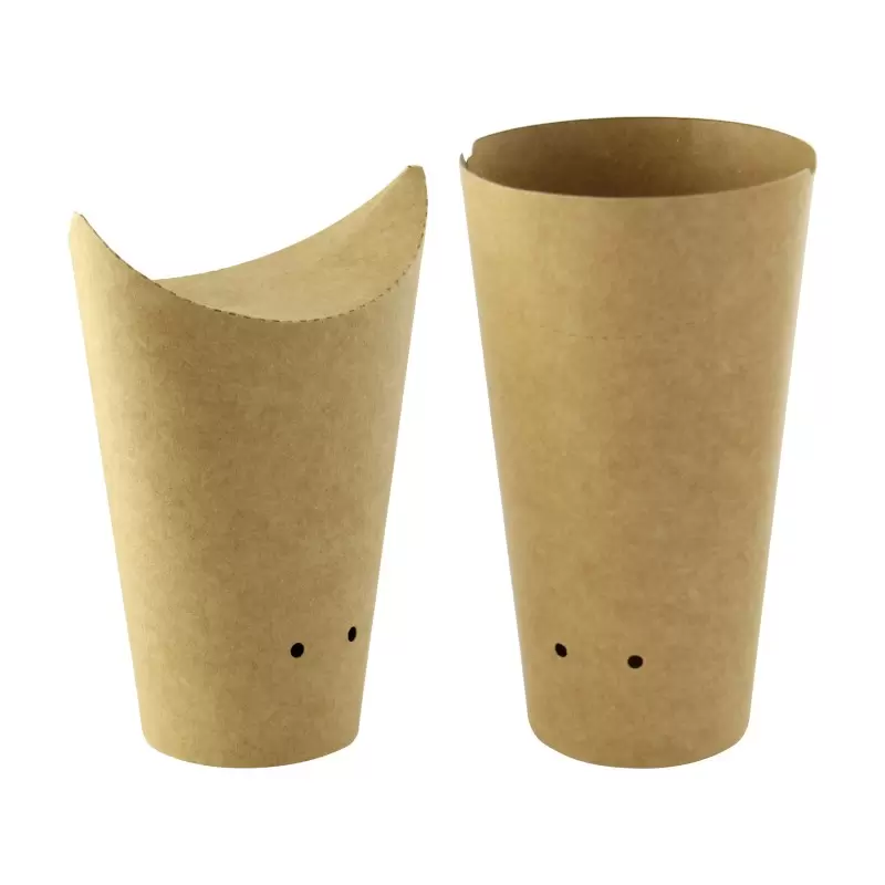 PacknWood Closable Perforated Kraft Snack Cup - 16oz Diam.2.36'' H:6.3'' - 1000 pcs PacknWood Closable Perforated Kraft Snack Cup - 16oz Diam.2.36'' H:6.3'' - 1000 pcs