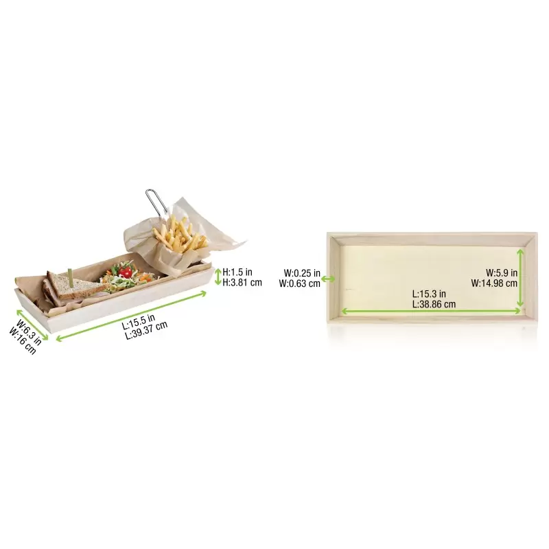 PacknWood Heavy Duty Wooden Tray - 17 x 7.5 x 1.5'' - 10 pcs PacknWood Heavy Duty Wooden Tray - 17 x 7.5 x 1.5'' - 10 pcs