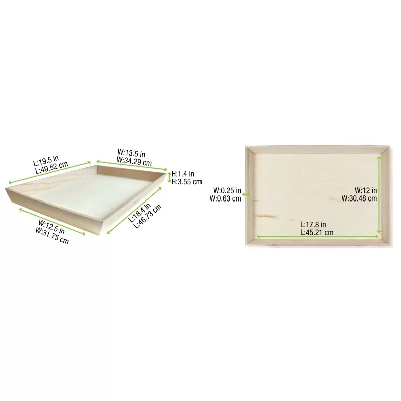 PacknWood Heavy Duty Wooden Tray - 17.7 x 11.8 x 1.6'' - 10 pcs PacknWood Heavy Duty Wooden Tray - 17.7 x 11.8 x 1.6'' - 10 pcs