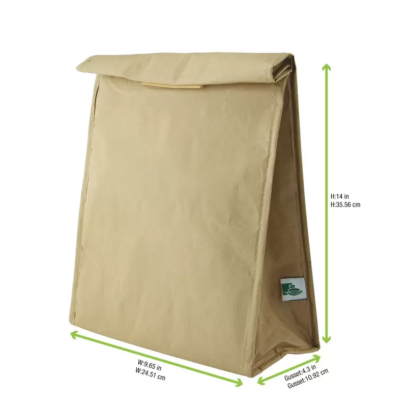 PacknWood Reusable Paper Insulated Meal Bag With Velcro Clos''g - 24 pcs PacknWood Reusable Paper Insulated Meal Bag With Velcro Clos''g - 24 pcs