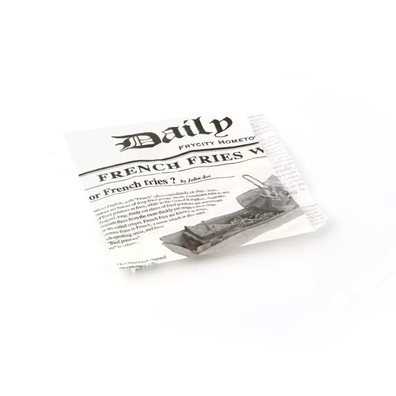 PacknWood White Bag Opens 2 Sides With Newspaper Design - 5.1 x 5.1'' - 8000 pcs PacknWood White Bag Opens 2 Sides With Newspaper Design - 5.1 x 5.1'' - 8000 pcs