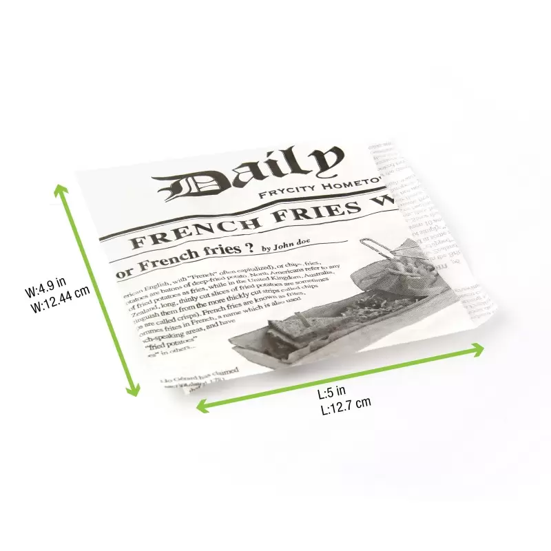 PacknWood White Bag Opens 2 Sides With Newspaper Design - 5.1 x 5.1'' - 8000 pcs PacknWood White Bag Opens 2 Sides With Newspaper Design - 5.1 x 5.1'' - 8000 pcs
