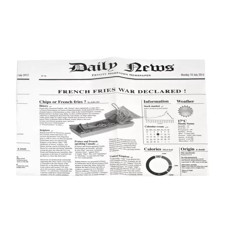 PacknWood White Bag Opens 2 Sides With Newspaper Design - 10.6 x 13.8'' - 1000 pcs PacknWood White Bag Opens 2 Sides With Newspaper Design - 10.6 x 13.8'' - 1000 pcs