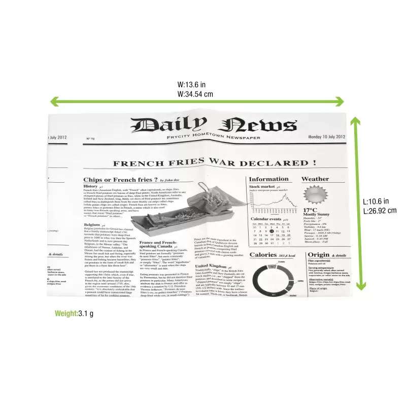 PacknWood White Bag Opens 2 Sides With Newspaper Design - 10.6 x 13.8'' - 1000 pcs PacknWood White Bag Opens 2 Sides With Newspaper Design - 10.6 x 13.8'' - 1000 pcs