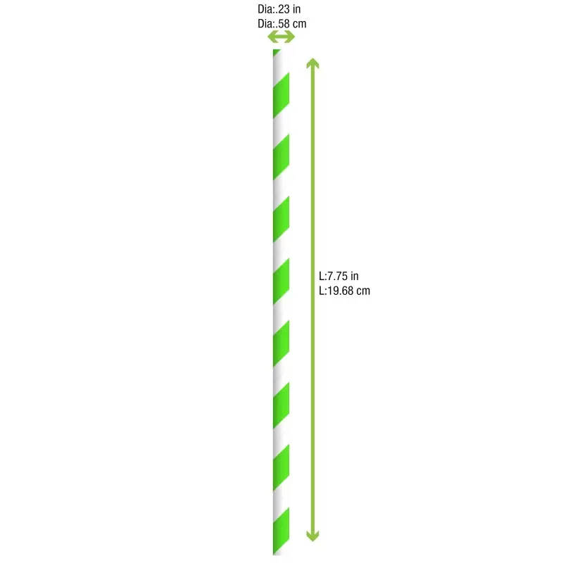 PacknWood Durable Green & White Striped Paper Straws - Unwrapped - 7.75'' - 300 pcs PacknWood Durable Green & White Striped Paper Straws - Unwrapped - 7.75'' - 300 pcs