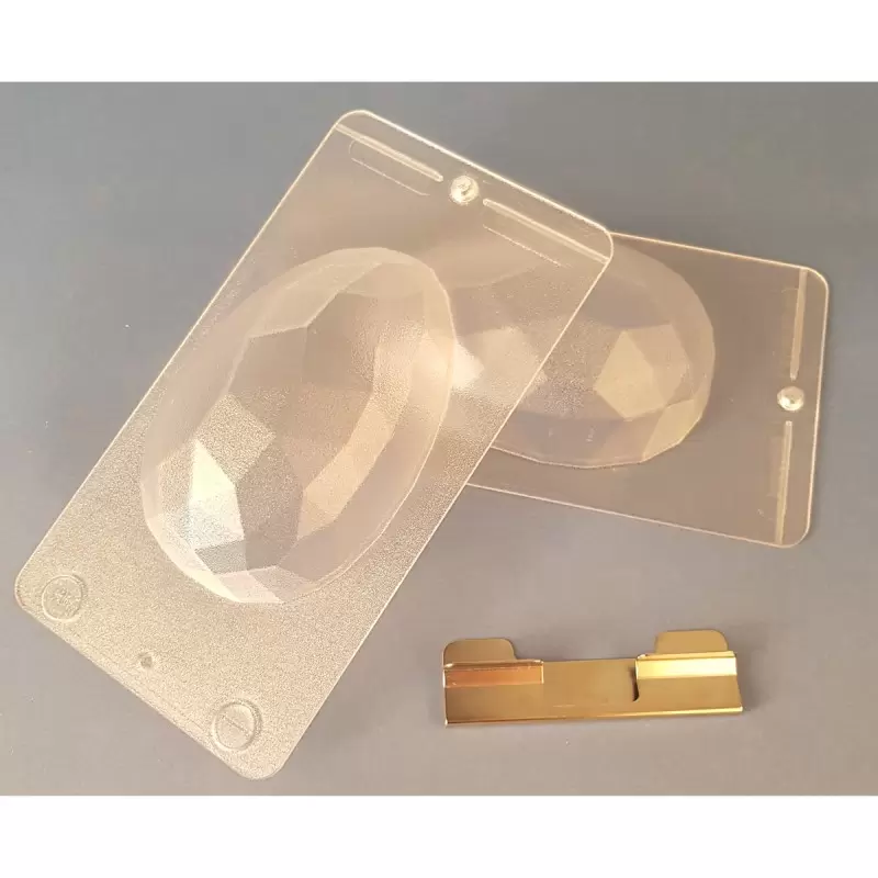 Thermoformed Polycarbonate Chocolate Mold - Diamond Egg - 2 Cavity -100 mm x 66 mm x h 66 mm - 80 gr - Hans Brunner