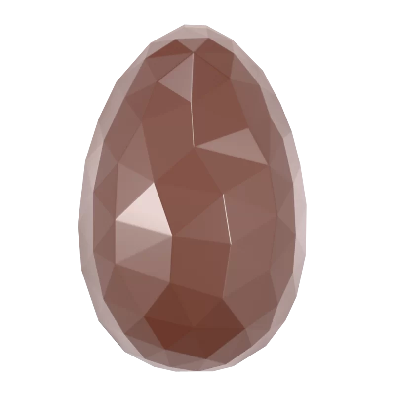 Thermoformed Polycarbonate Chocolate Mold - Diamond Egg - 2 Cavity -100 mm x 66 mm x h 66 mm - 80 gr - Hans Brunner