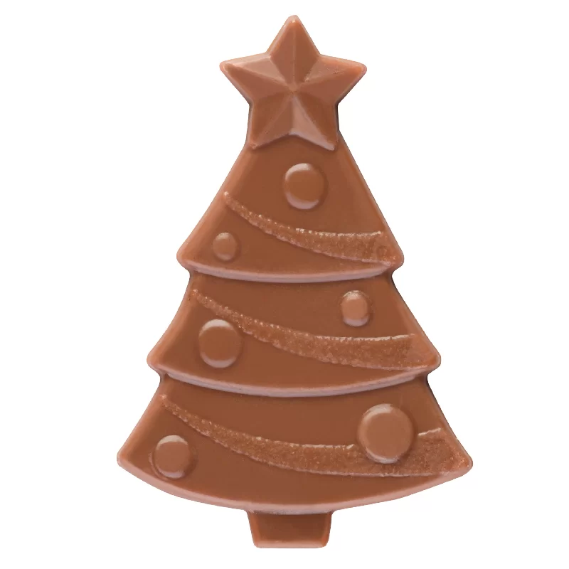 Thermoformed Polycarbonate Chocolate Tablet Mold - Christmas Tree - 21 cavity - 45 mm x 30 mm x h 3 mm - 2 gr Thermoformed Polycarbonate Chocolate Tablet Mold - Christmas Tree - 21 cavity - 45 mm x 30 mm x h 3 mm - 2 gr