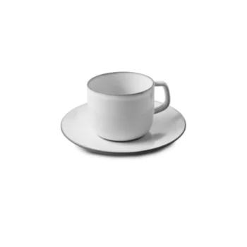 Revol Equinoxe Collection Tea Cup And Saucer 20 cl - White Cumulus - Set of 6 pcs