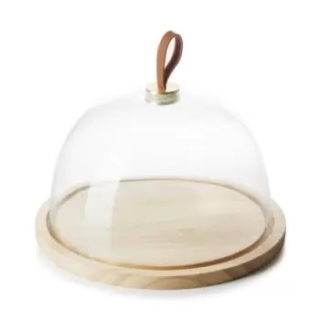 Revol Inspired. By Revol Collection Cloche.Large & Oak Base - Glass
