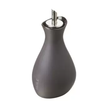Revol Likid Collection Oil Cruet With Pourer 25 cl - Slate Huile/Oil ceramet Argent - Set of 2 pcs