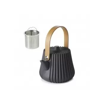 Revol Pekoe Collection Teapot + Infuser Basket - Black Smooth Dark Metal