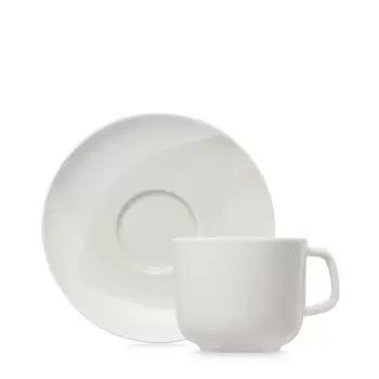 Revol Confluence Collection Tea Cup And Saucer 20 cl\n - Linen Alabaster white - Set of 6 pcs